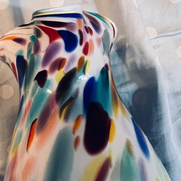 R. Foster hand blown glass confetti Art pitcher signed dated and has Pontil 14x8 - Picture 9 of 12